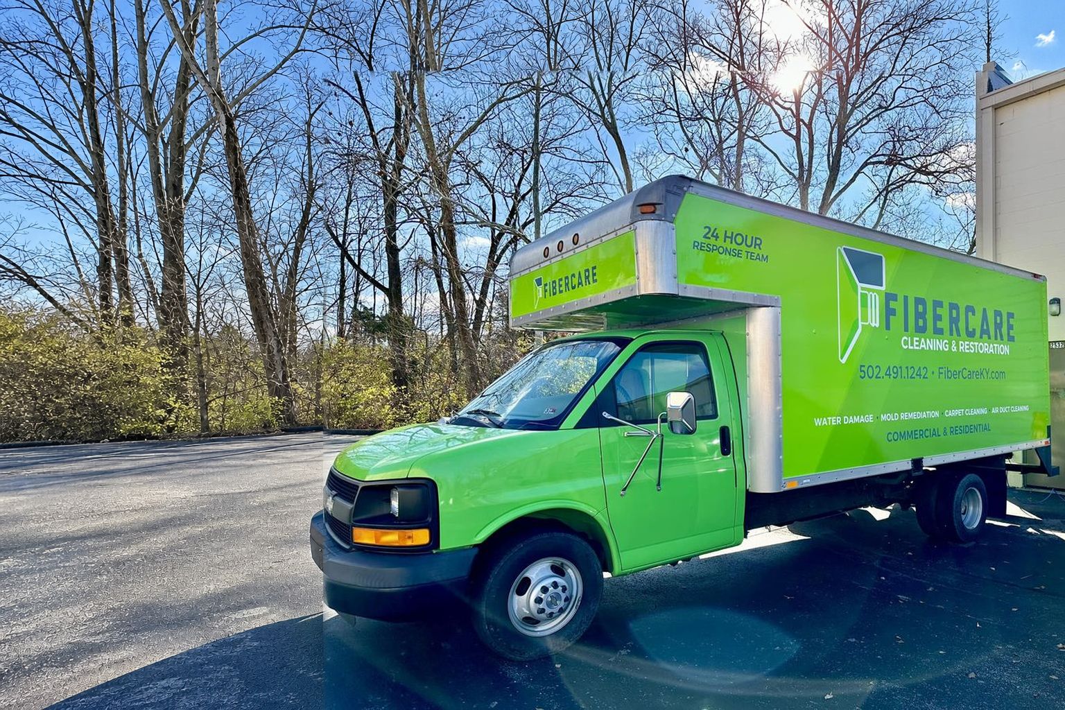 FiberCare Cleaning & Restoration branded van in Louisville, KY